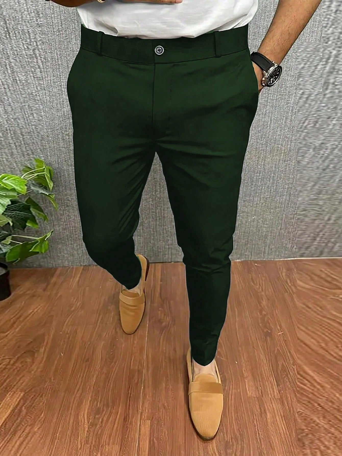 Мужские однотонные костюмные брюки с карманами Manfinity Mode, темно-зеленый kanzler брюки костюмные прилегающего кроя