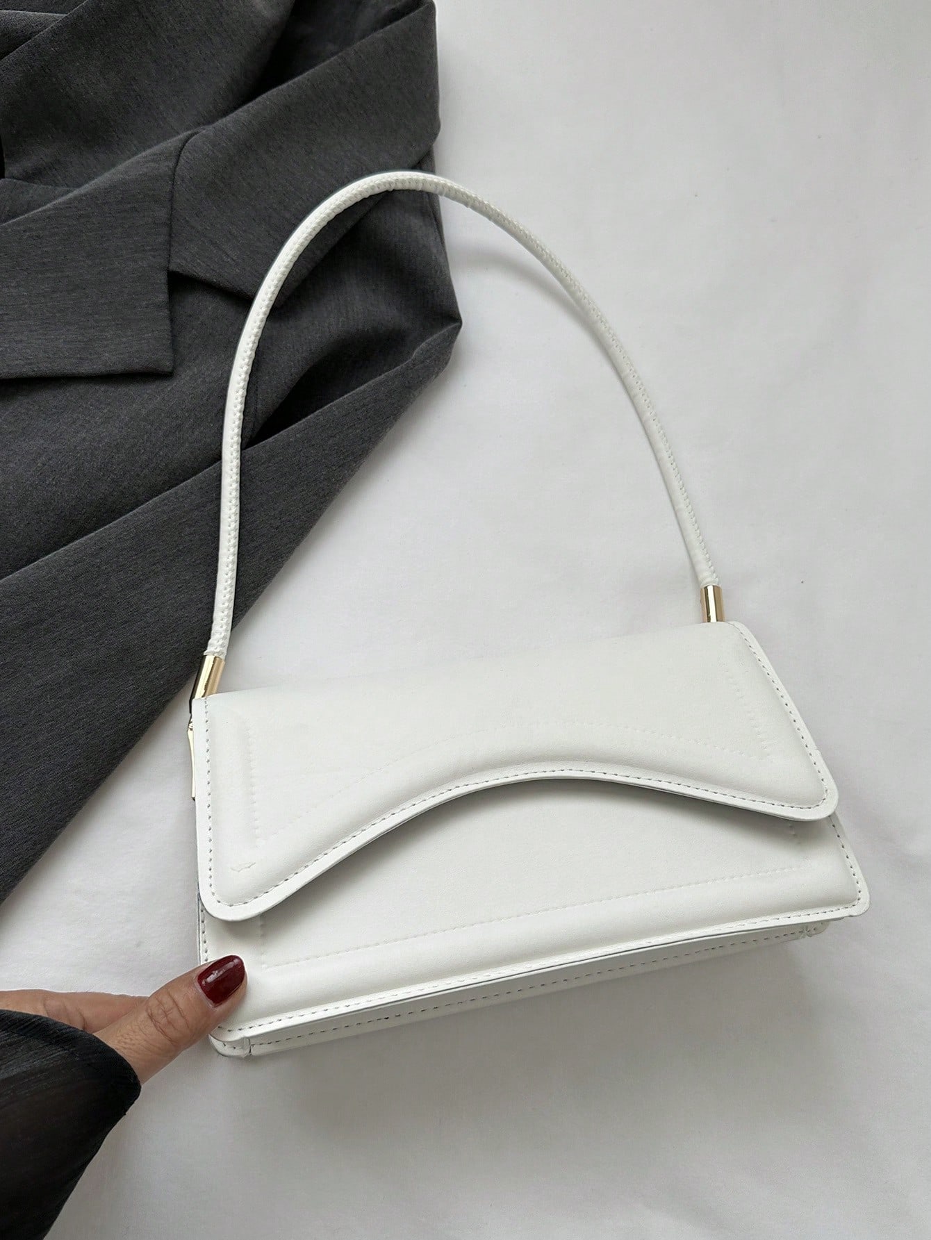 Модная однотонная винтажная простая и элегантная сумка на одно плечо, белый