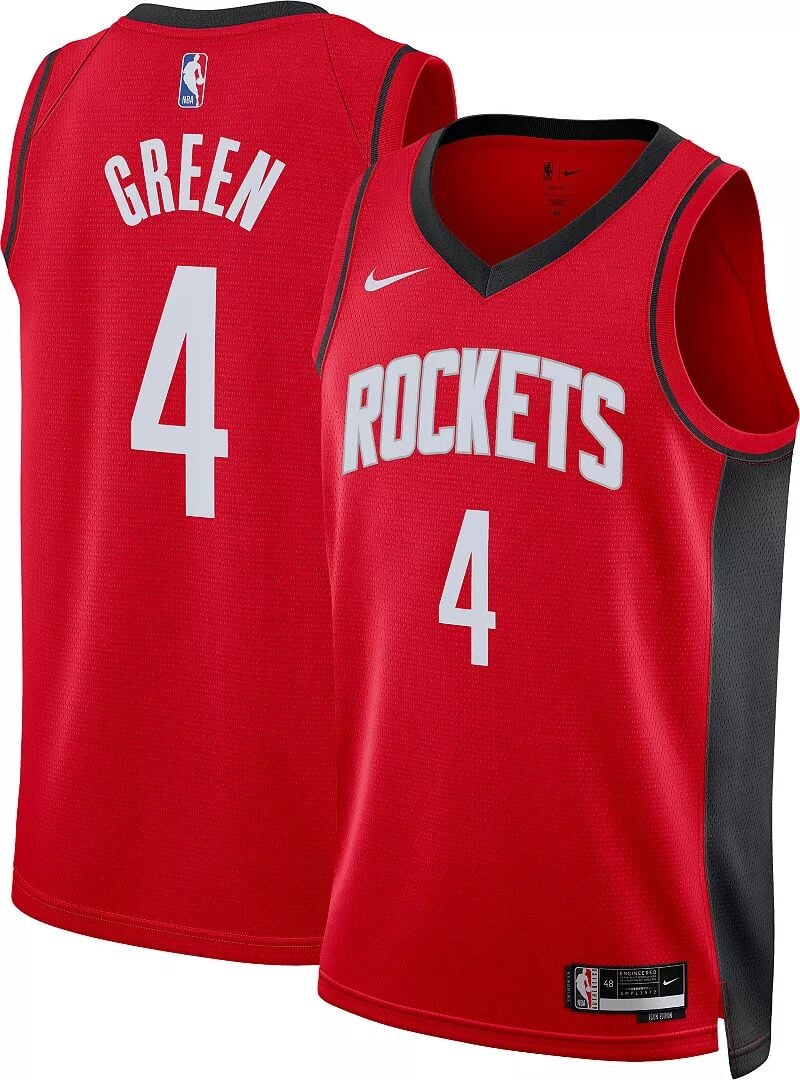 

Мужская джерси Nike Houston Rockets Jalen Green #4 Red Dri-FIT Swingman