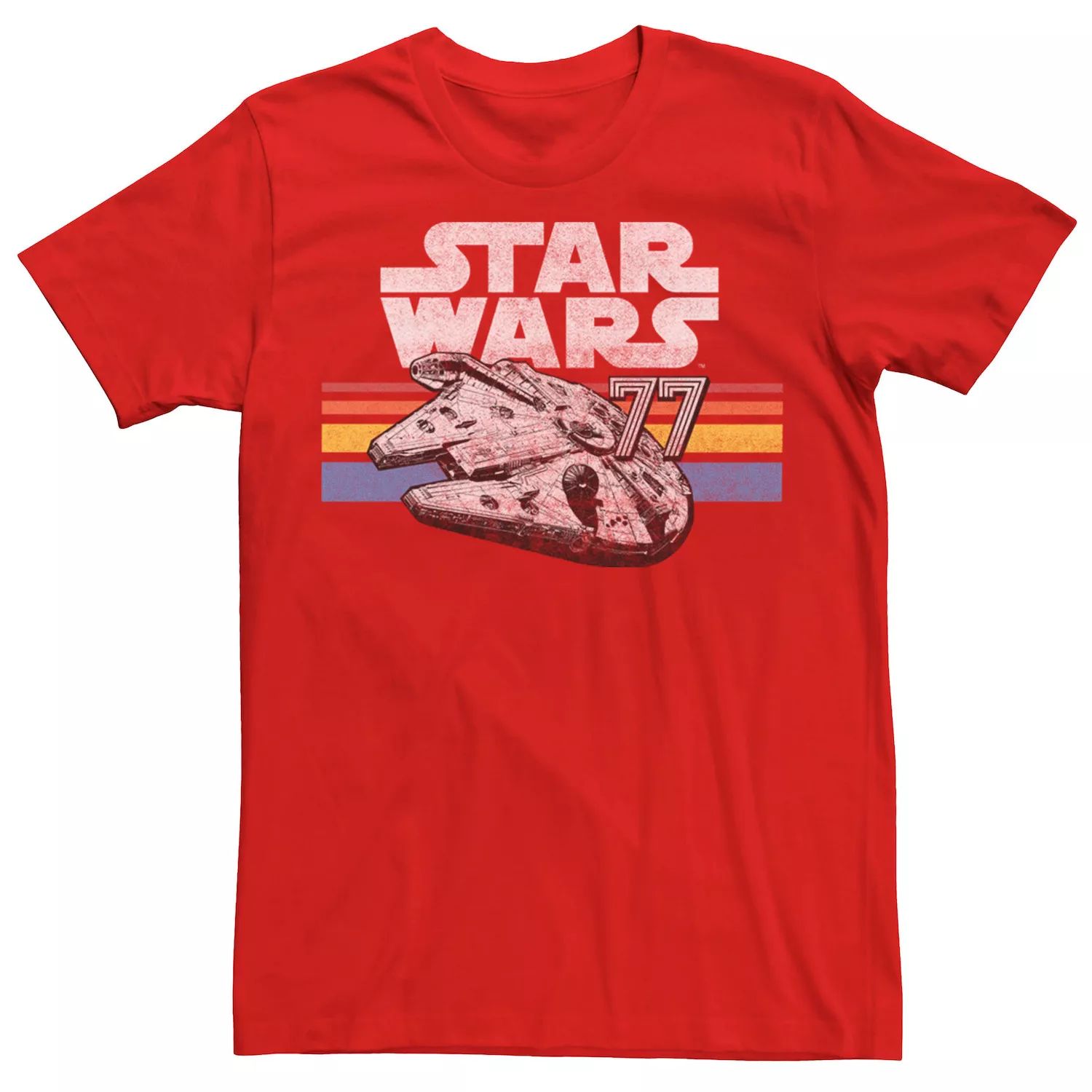 Мужская футболка с логотипом Millennium Falcon 77 Retro Lines Star Wars, красный