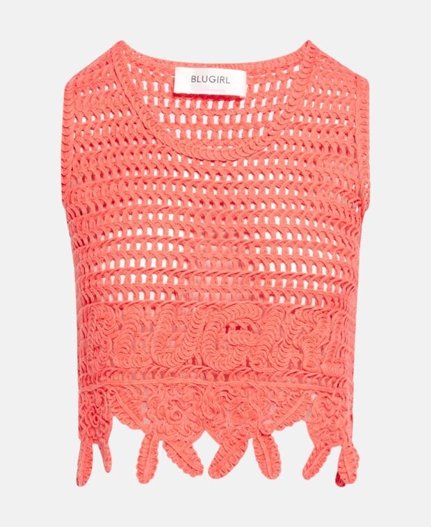 

Вязаный укороченный топ Blugirl Blumarine, лосось