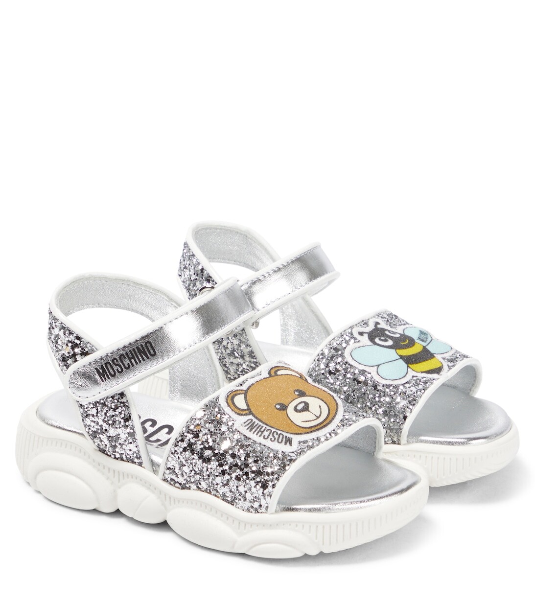 

Босоножки Teddy Bear с блестками Moschino, серебряный