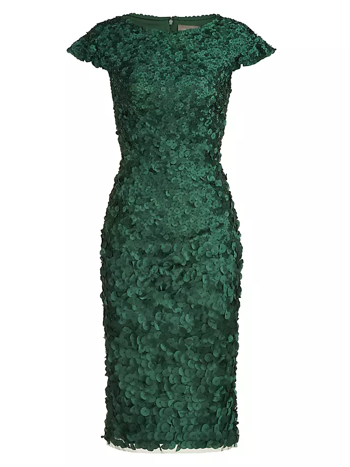 Платье с лепестками, украшенное бисером Theia, цвет pine pine