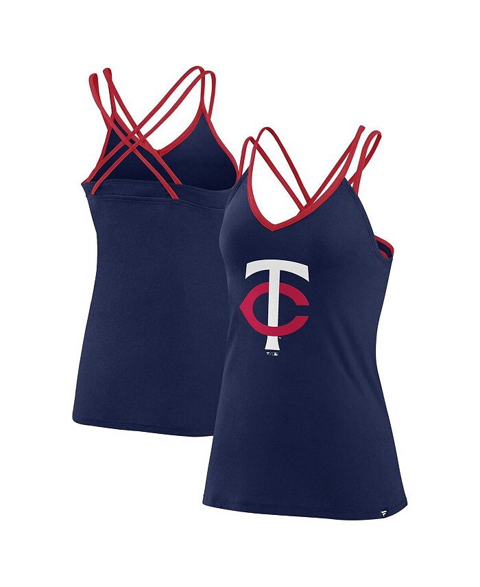 

Женская темно-синяя майка Minnesota Twins Barrel It Up с V-образным вырезом и перекрестной спиной Fanatics, синий