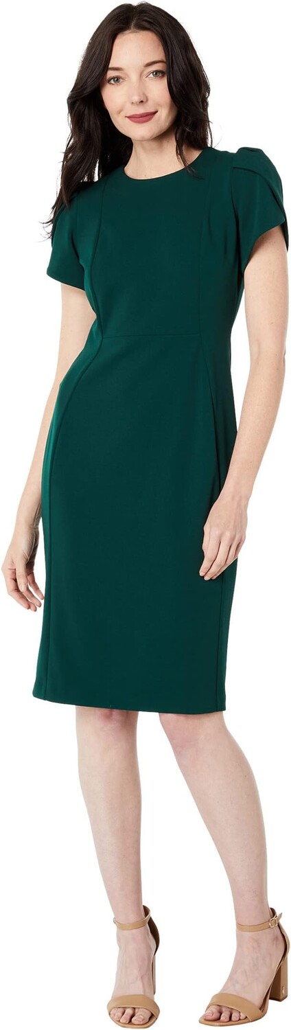

Короткое платье из крепа Scuba с рукавом-тюльпаном Calvin Klein, цвет Malachite