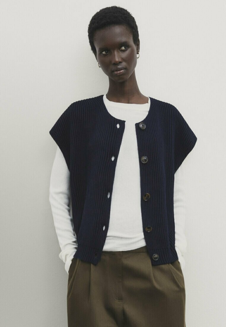 

Кардиган Crew Neck Massimo Dutti, цвет mottled dark blue