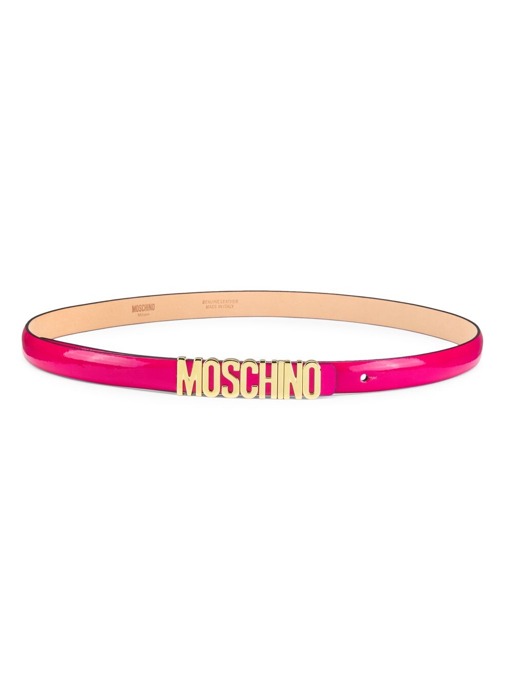 

Тонкий кожаный ремень Moschino, розовый