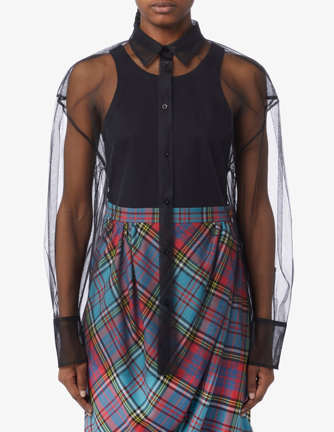 

Топ с длинными рукавами из тюля MSGM, черный