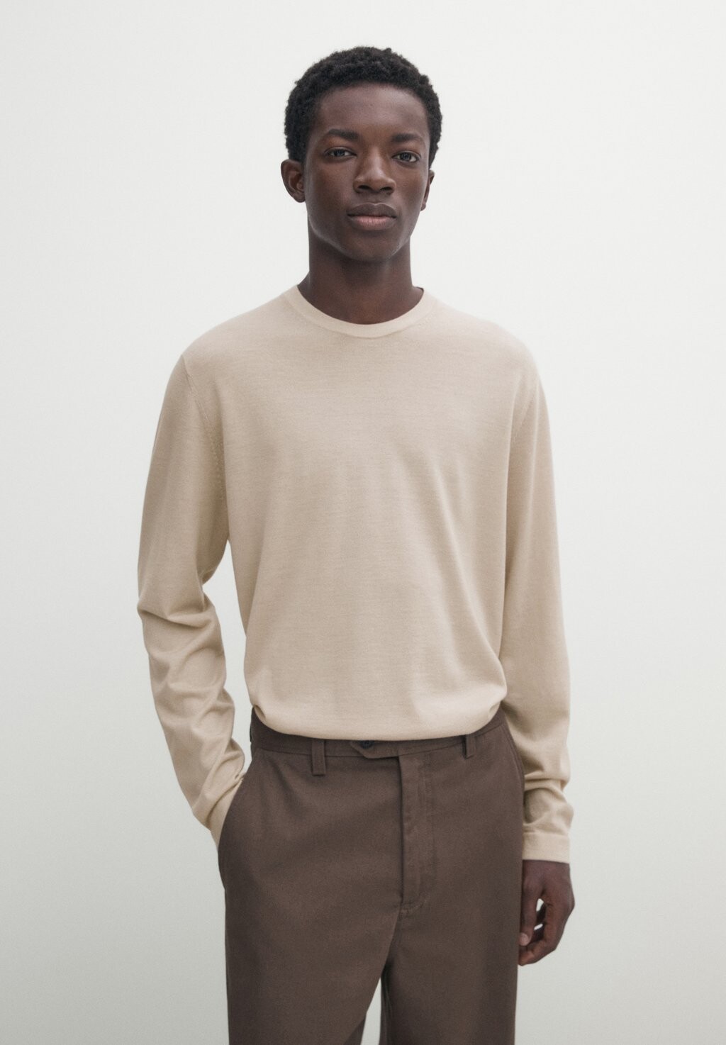 

Свитер Crew Neck Massimo Dutti, цвет light brown