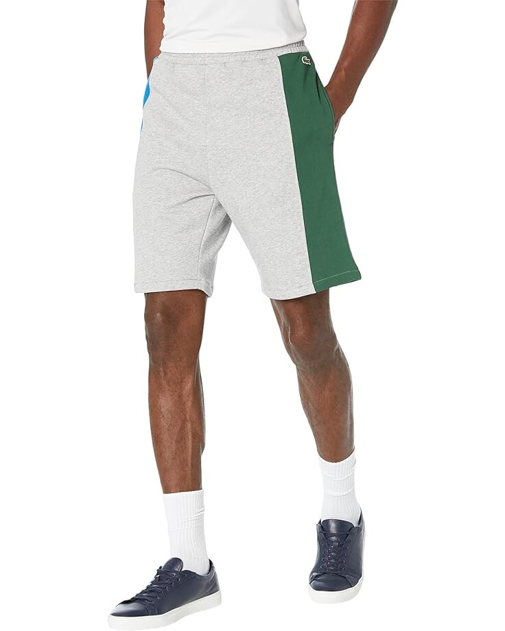 

Шорты Lacoste Color-Blocked Brushed Fleece Shorts, цвет Silver Chine/Blue Royal/Green