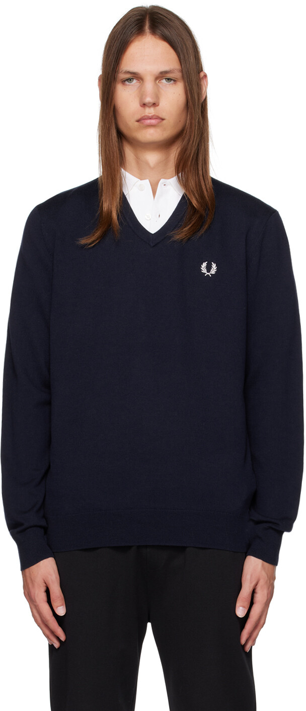 

Темно-синий классический свитер Fred Perry