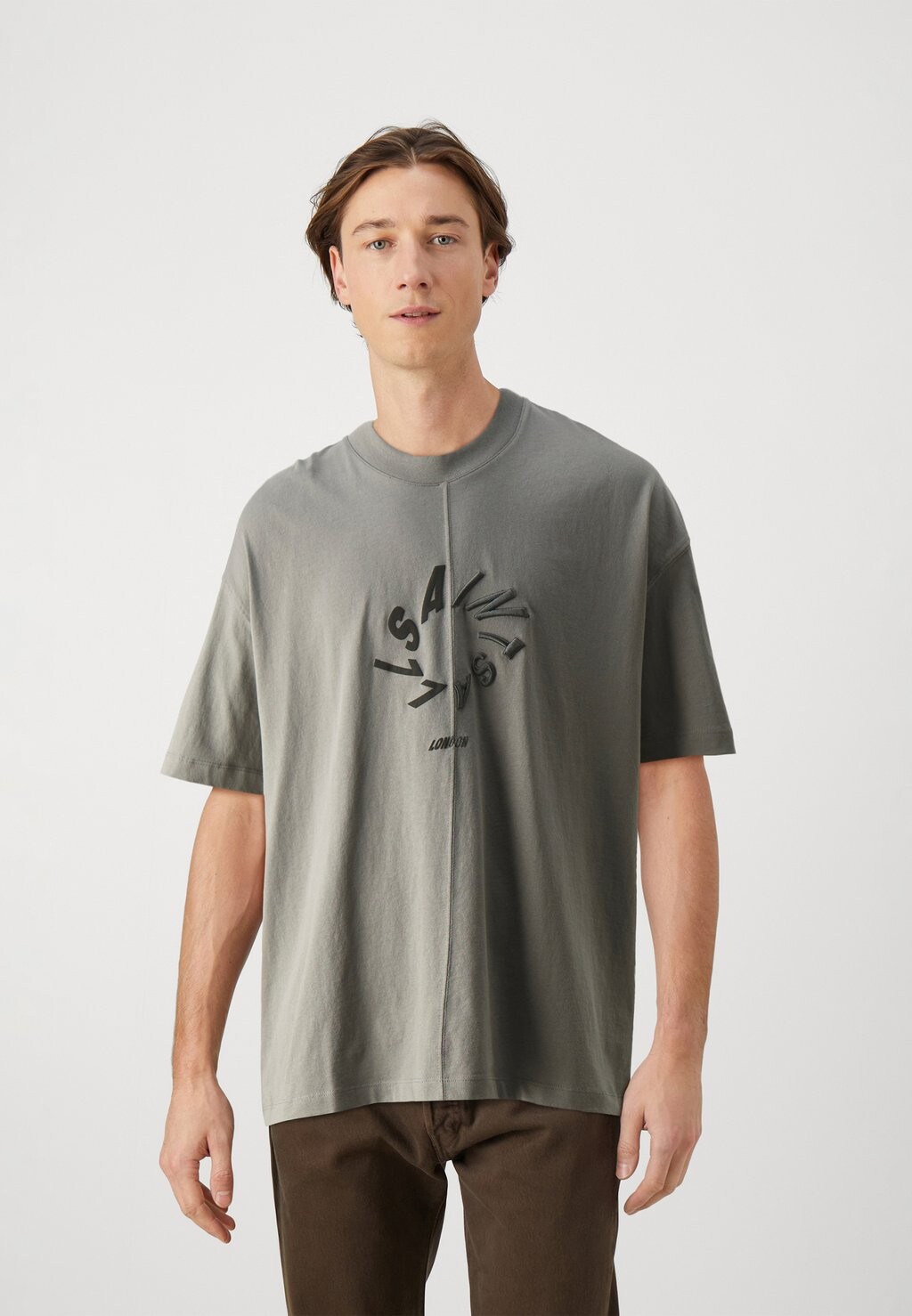 

Футболка с принтом AllSaints, серый