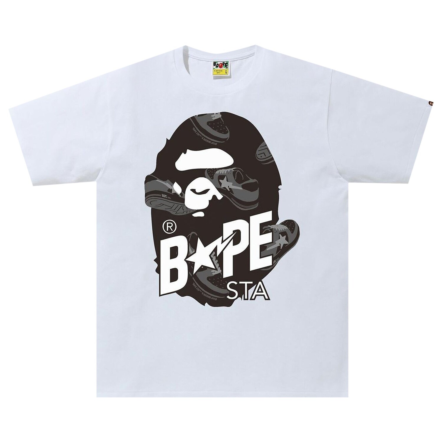 

BAPE Random Свободная футболка Bape Sta Ape Head, цвет Белый/Черный
