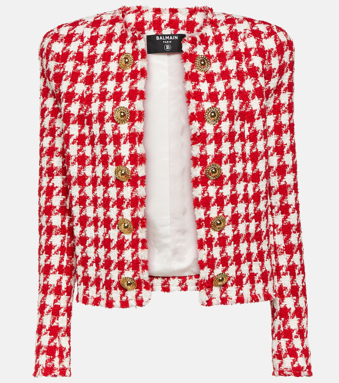 Твидовый пиджак с узором «гусиные лапки» Balmain, мультиколор женский твидовый блейзер в стиле гусиные лапки