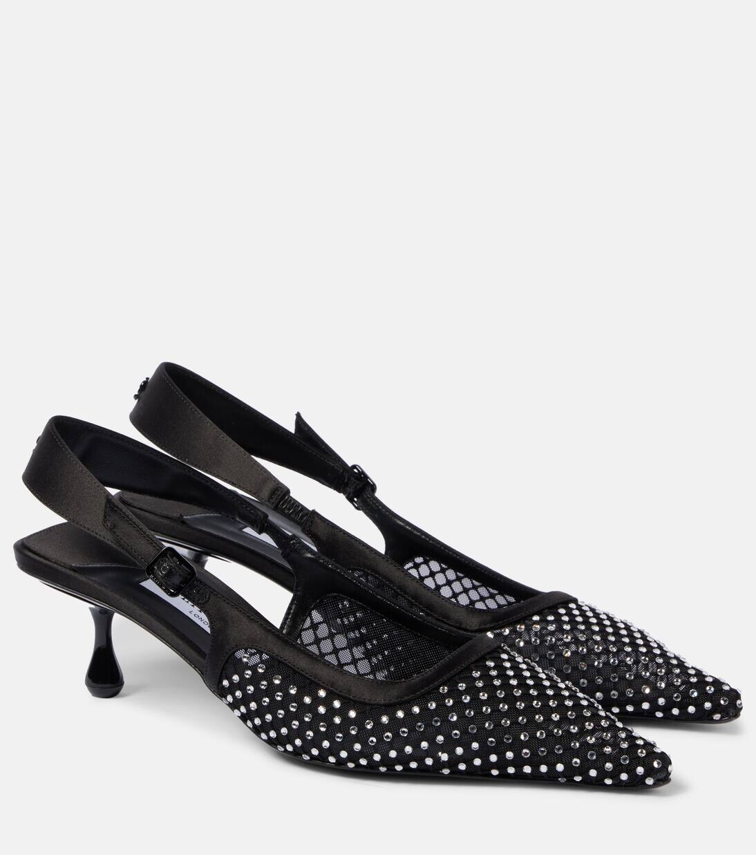

Туфли-лодочки Amel 50 из сетки и атласа с декором Jimmy Choo, цвет black/crystal