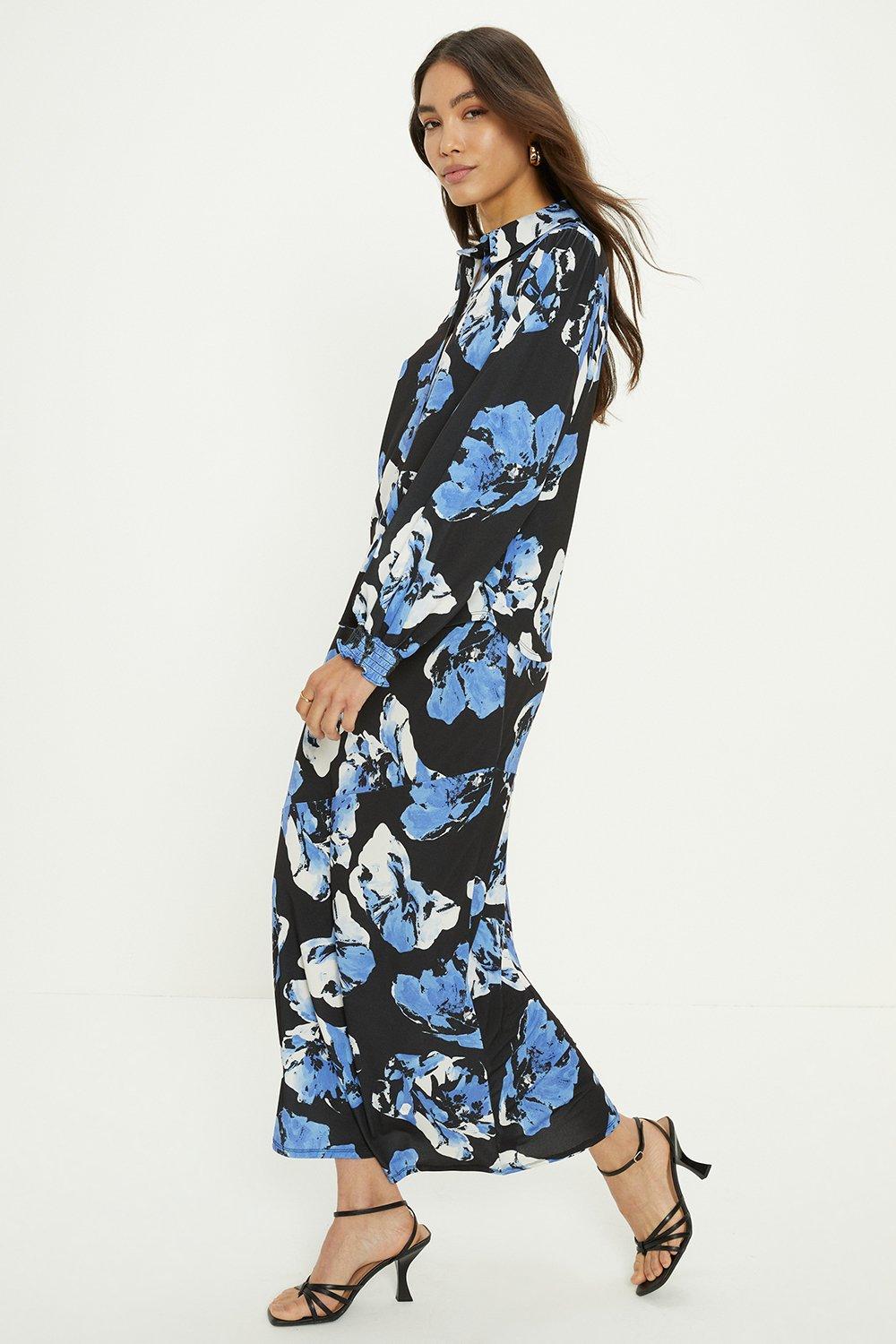 Юбка миди со швами с цветочным принтом Oasis, синий юбка zero с цветочным принтом 44 размер