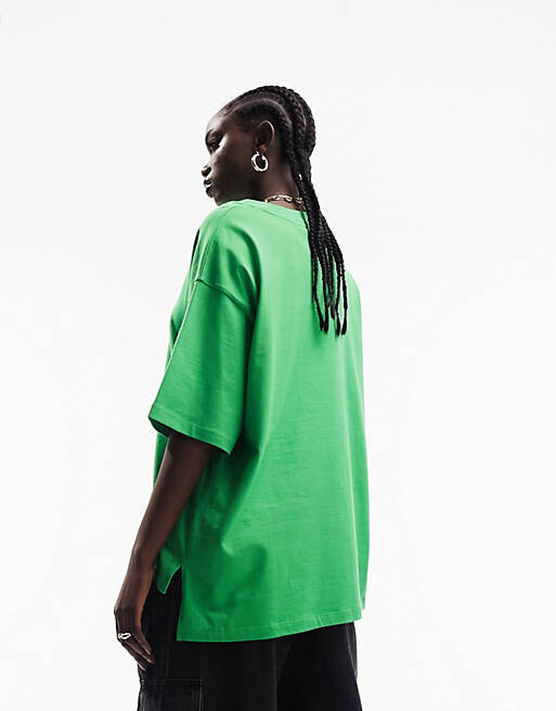 

Ярко-зеленая объемная футболка с разрезами по бокам ASOS DESIGN, Зеленый