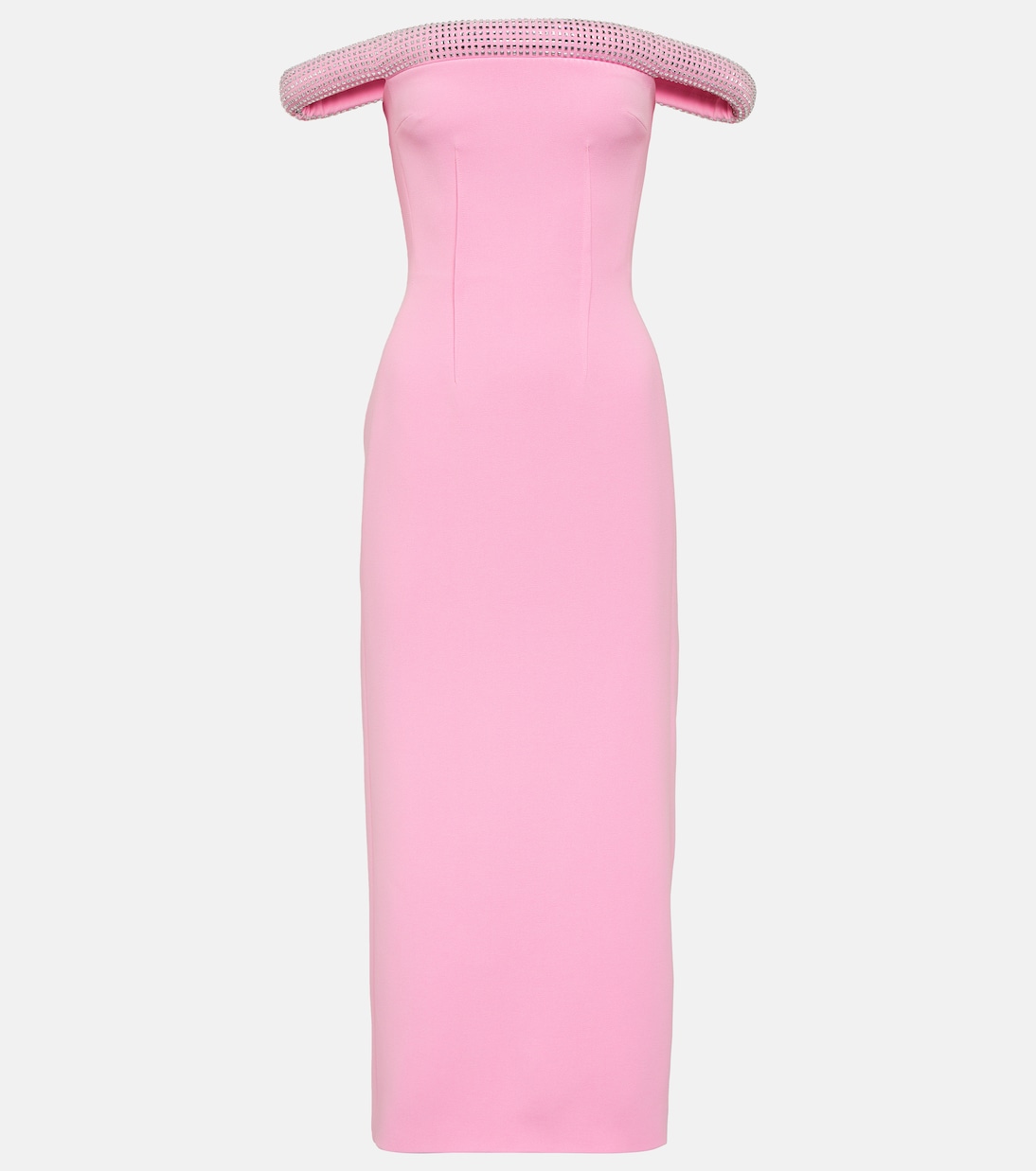 Платье миди из кади, украшенное кристаллами David Koma, розовый