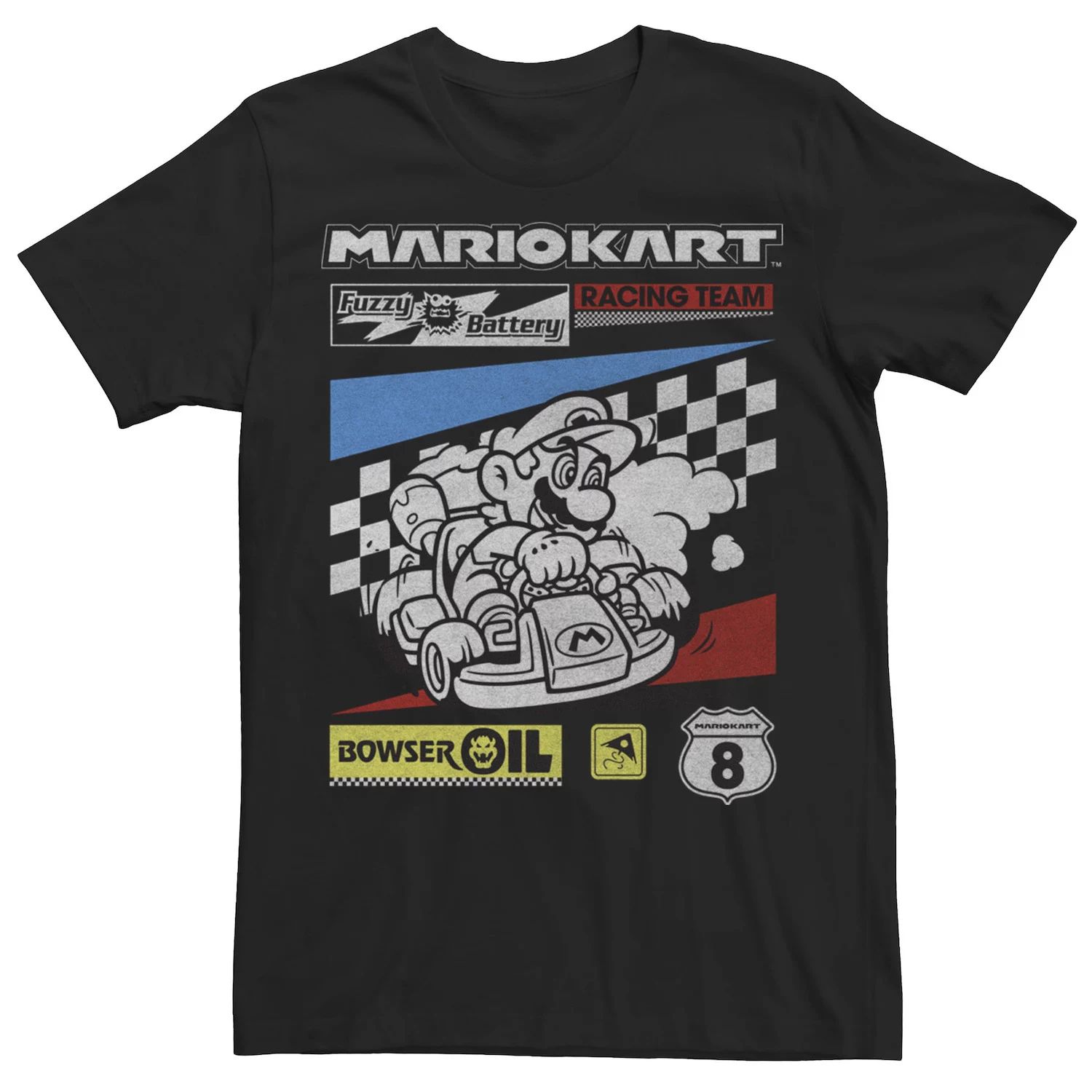 Мужская футболка для дрифта Nintendo Mario Kart Racing Licensed Character руль hori mario kart racing wheel pro deluxe для nintendo switch nsw 228u