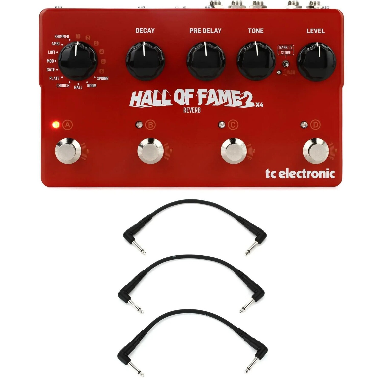 

Педаль реверберации TC Electronic Hall Of Fame 2x4 с 3 соединительными кабелями