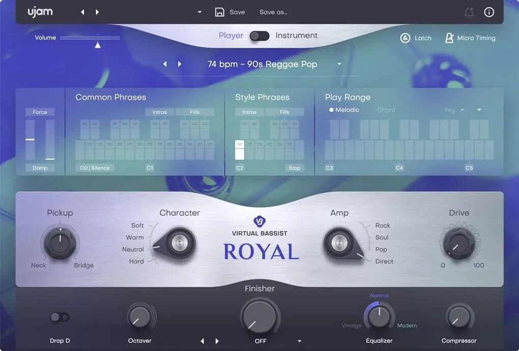 

Программное обеспечение UJAM Virtual Bassist Royal 2 Fingered Electric Bass