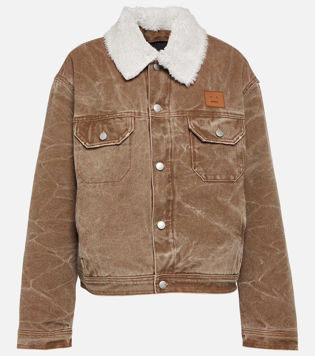Хлопковая джинсовая куртка с овчиной Acne Studios, коричневый