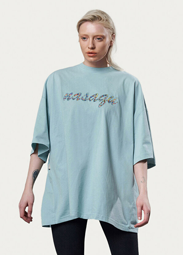 

Zini super oversize aero мятная футболка с разрезом сзади Nasaqu, Зеленый