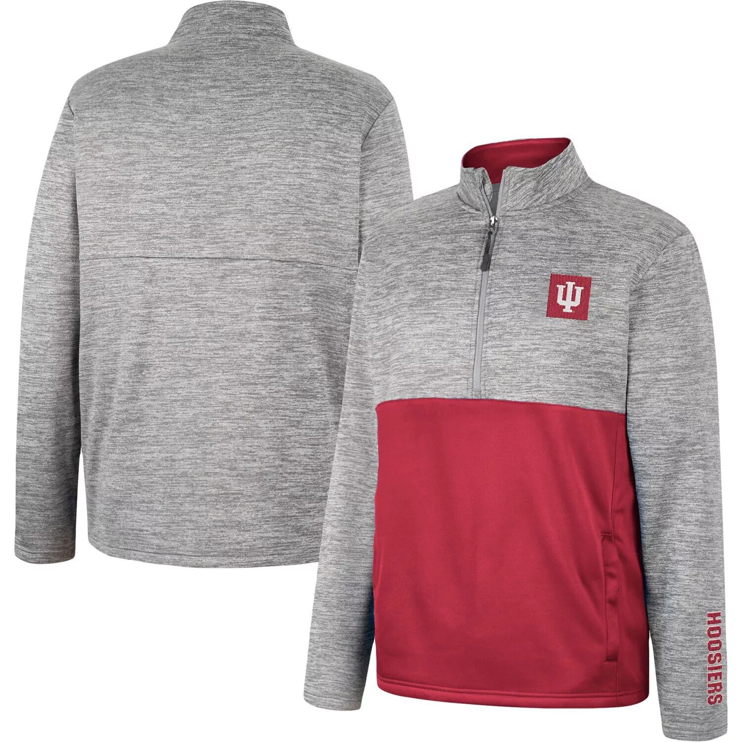 

Мужская куртка-пуловер с молнией до половины длины цвета Heather Grey Indiana Hoosiers John Colosseum
