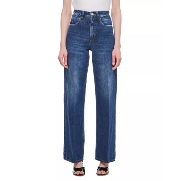 

Джинсы le high'n'tight wide leg cotton jeans Frame, синий