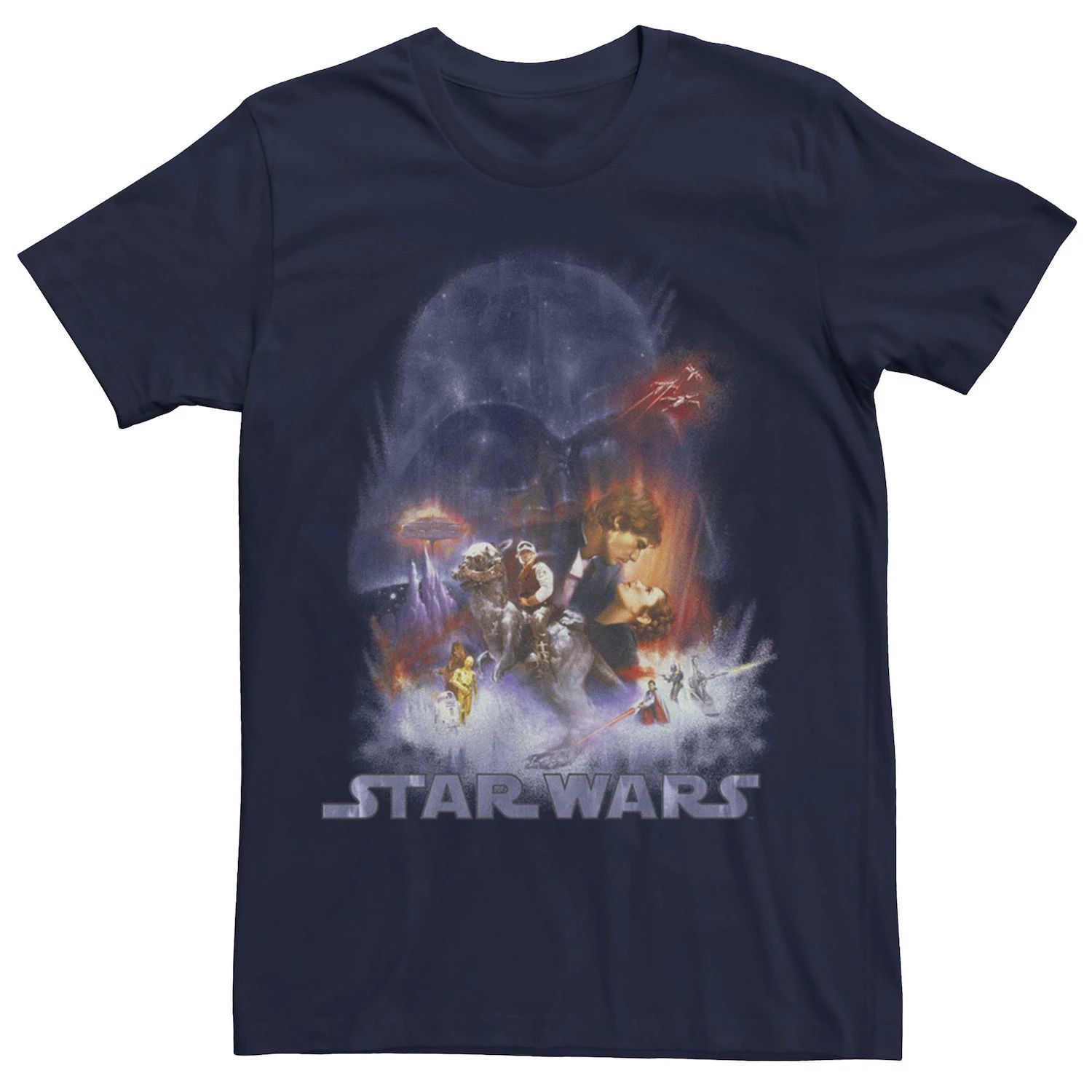 Мужская футболка с плакатом «Звездные войны» «Империя наносит ответный удар» в стиле ретро Star Wars, синий мужская неоновая футболка с рваным рисунком звездные войны империя наносит ответный удар star wars светло синий