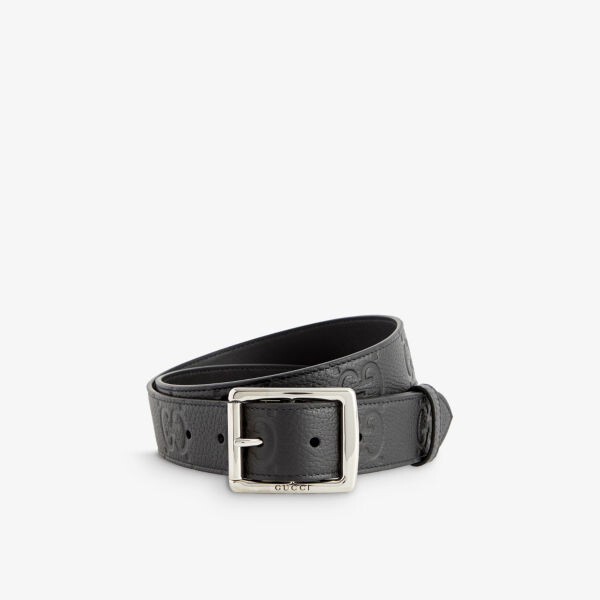

Ремень из тисненой кожи Gucci, черный