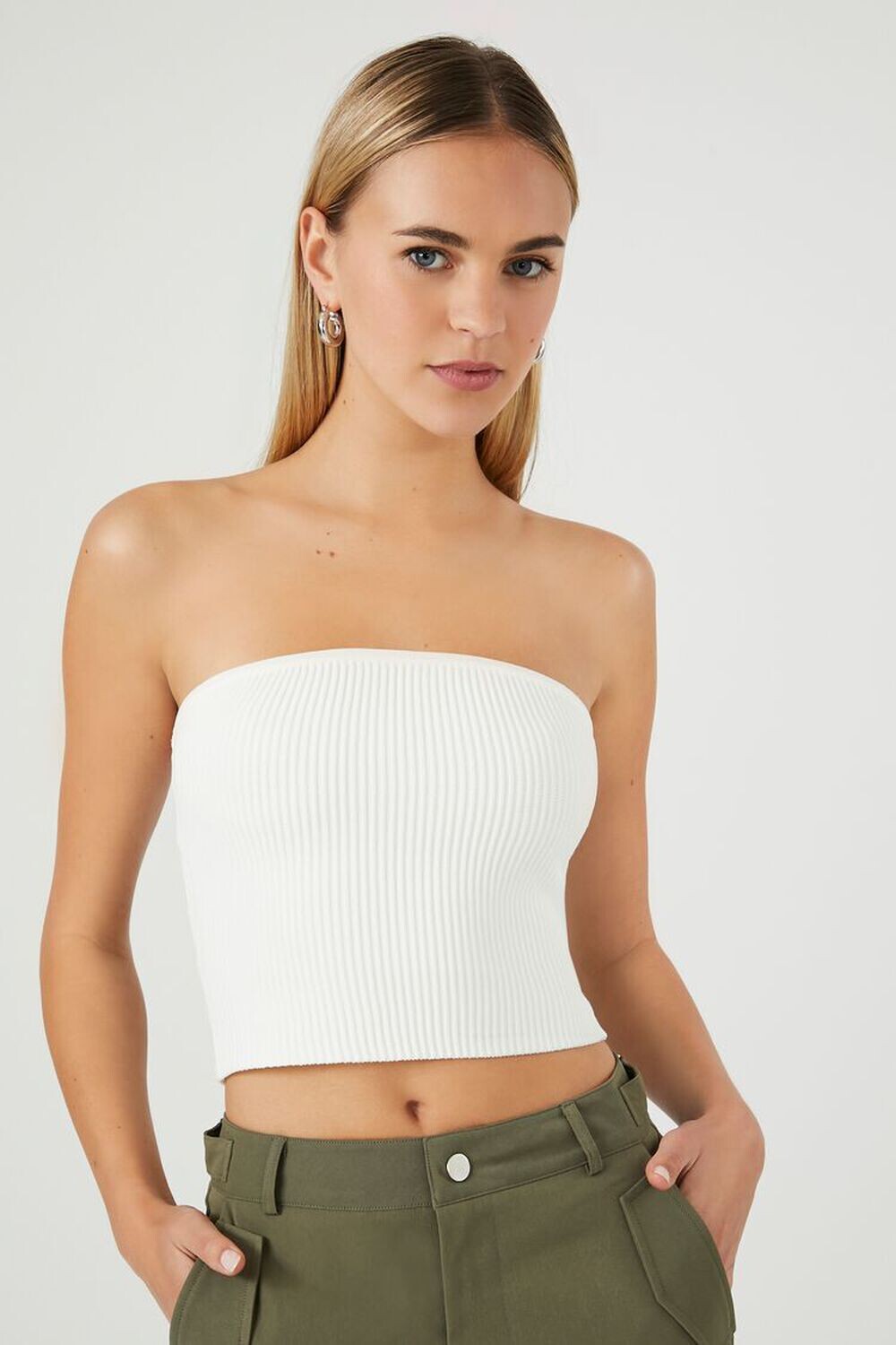 

Укороченный вязаный топ-свитер Forever 21, белый