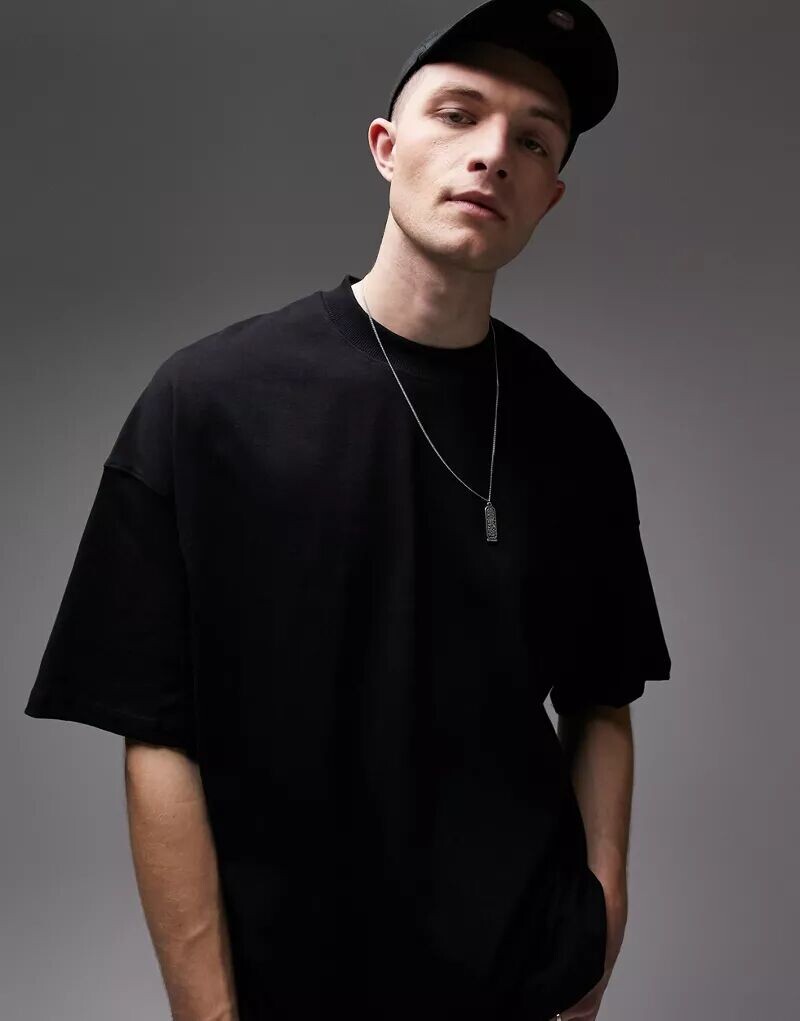 

Черная супер-оверсайз-футболка Topman
