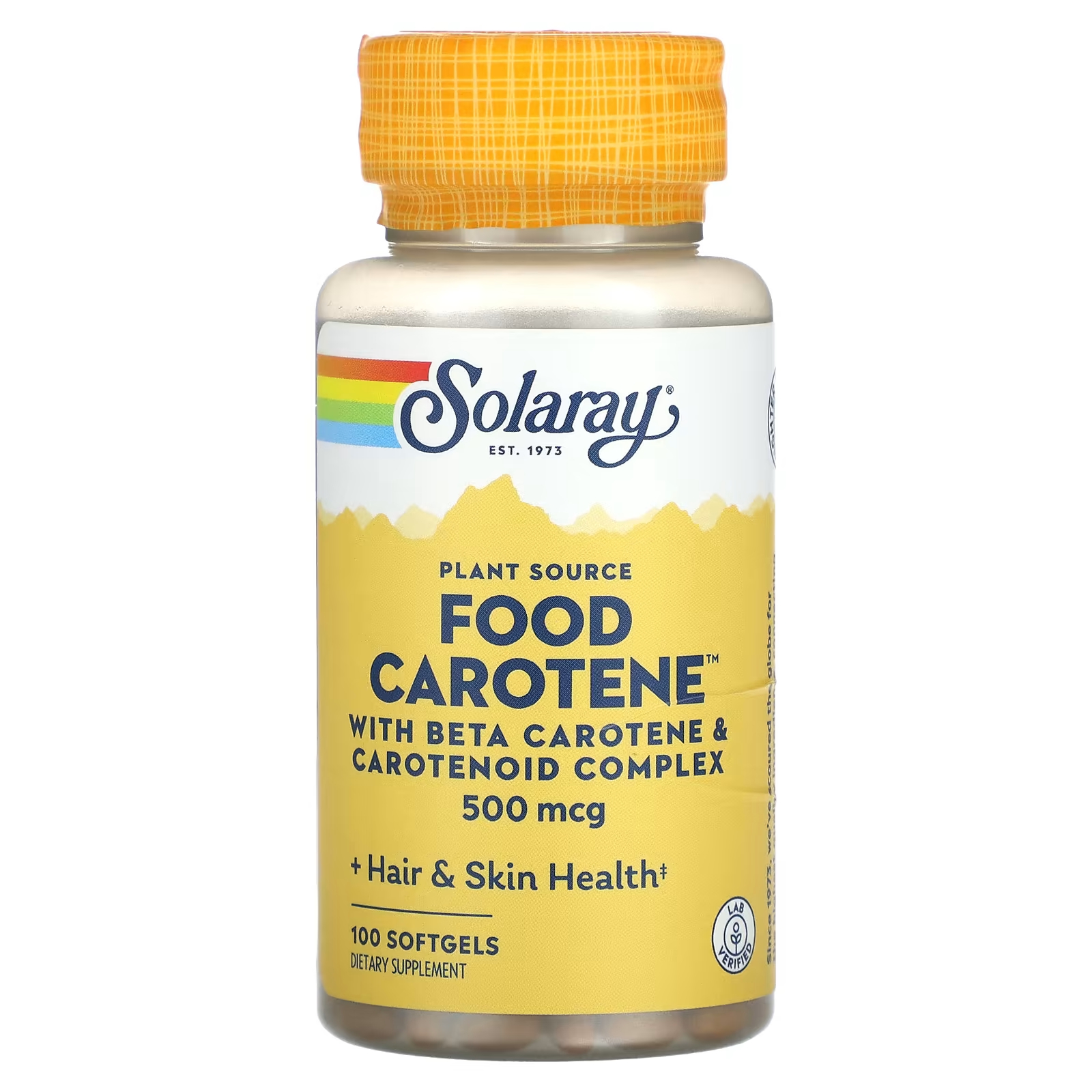 Биологически активная добавка Solaray Plant Source Food Carotene with Beta Carotene & Carotenoid Complex, 500 мкг., 100 мягких таблеток биологически активная добавка c бета каротином now natural beta carotene 90 шт