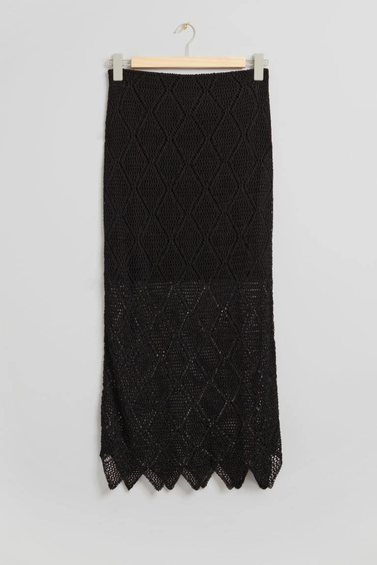 Облегающая фигура юбка крючком с фестончатым краем и другие истории H&M, черный