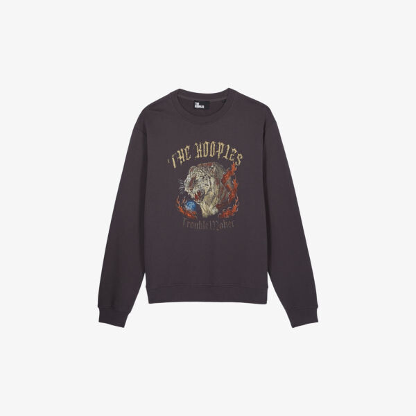 

Хлопковая толстовка свободного кроя с графическим принтом The Kooples, цвет carbone