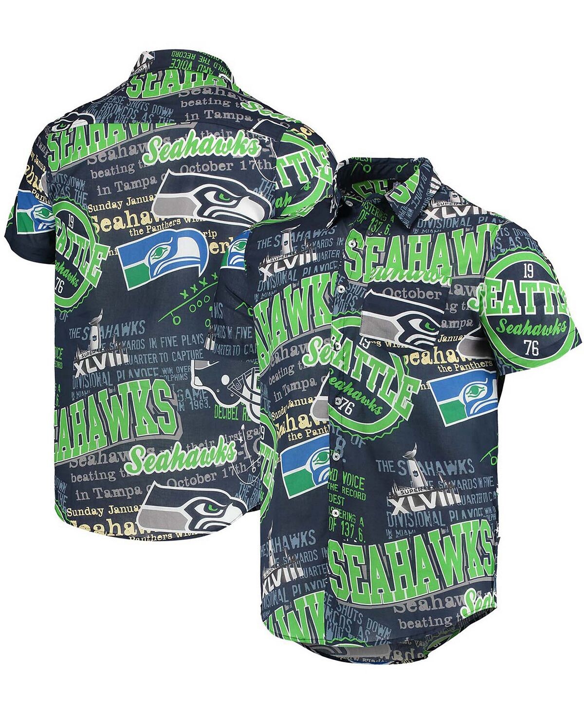 

Темно-синяя мужская рубашка на пуговицах Seattle Seahawks для колледжа FOCO