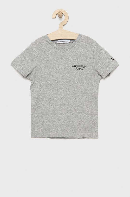 

Детская хлопковая футболка IB0IB01319.9BYY Calvin Klein Jeans, серый