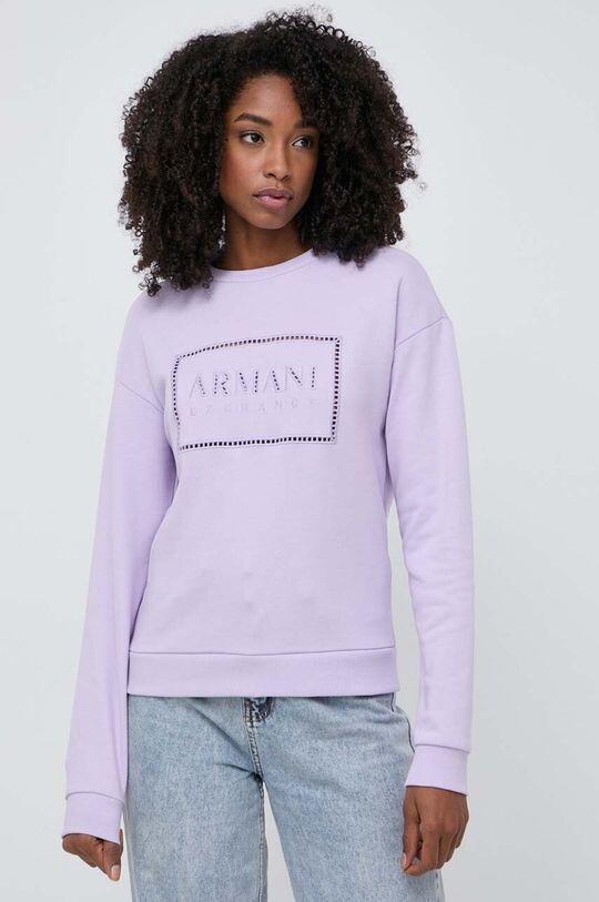 

Хлопковая толстовка Armani Exchange, фиолетовый
