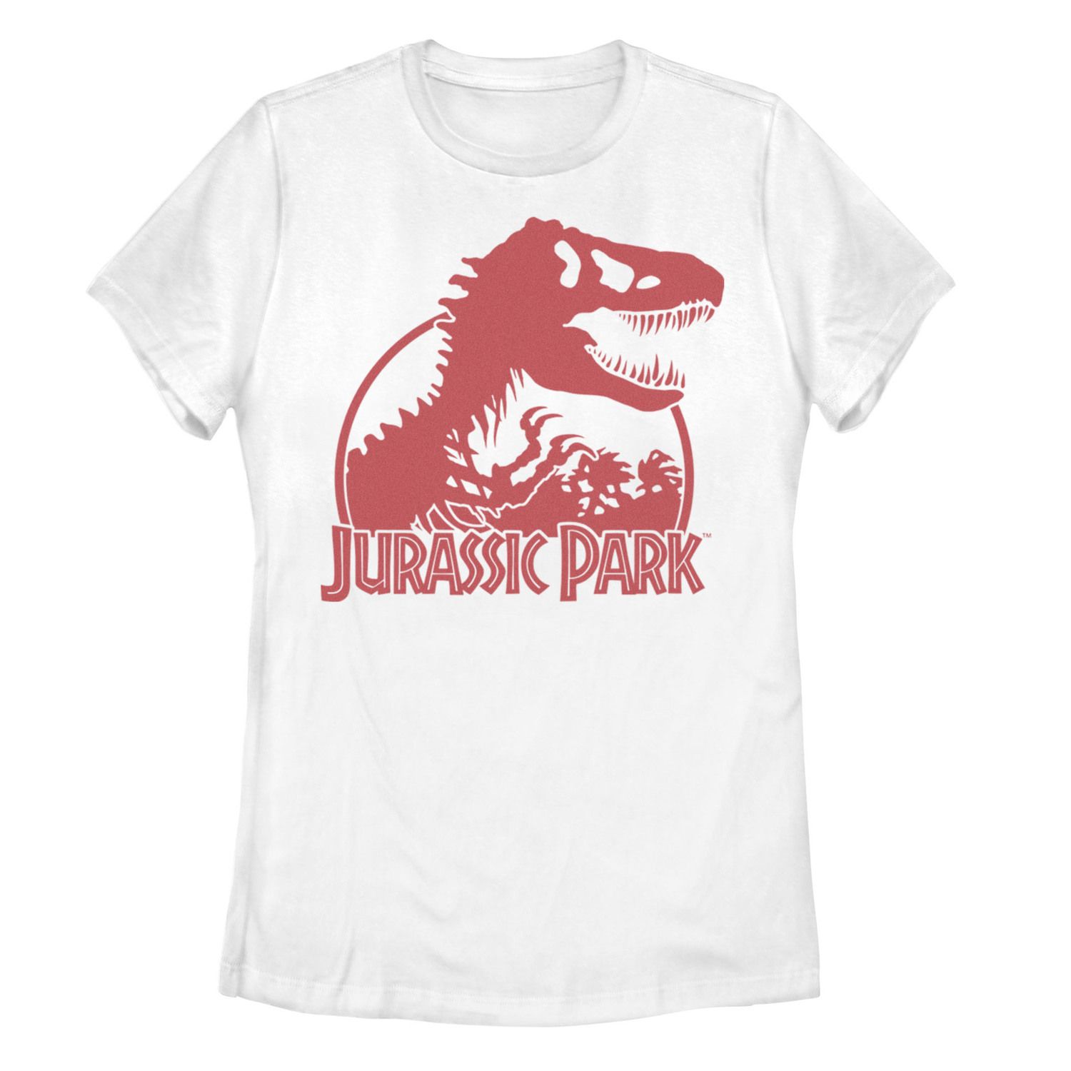 Классическая футболка с логотипом «Скелет тиранозавра» для юниоров «Парк Юрского периода» Licensed Character, белый