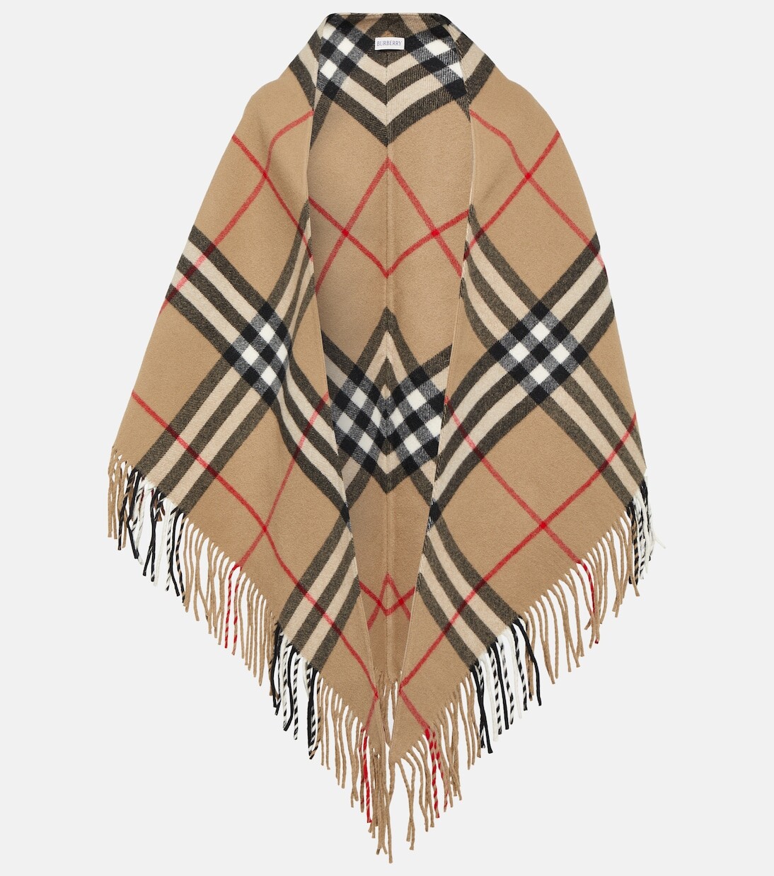 

Клетчатая шерстяная накидка Burberry, бежевый