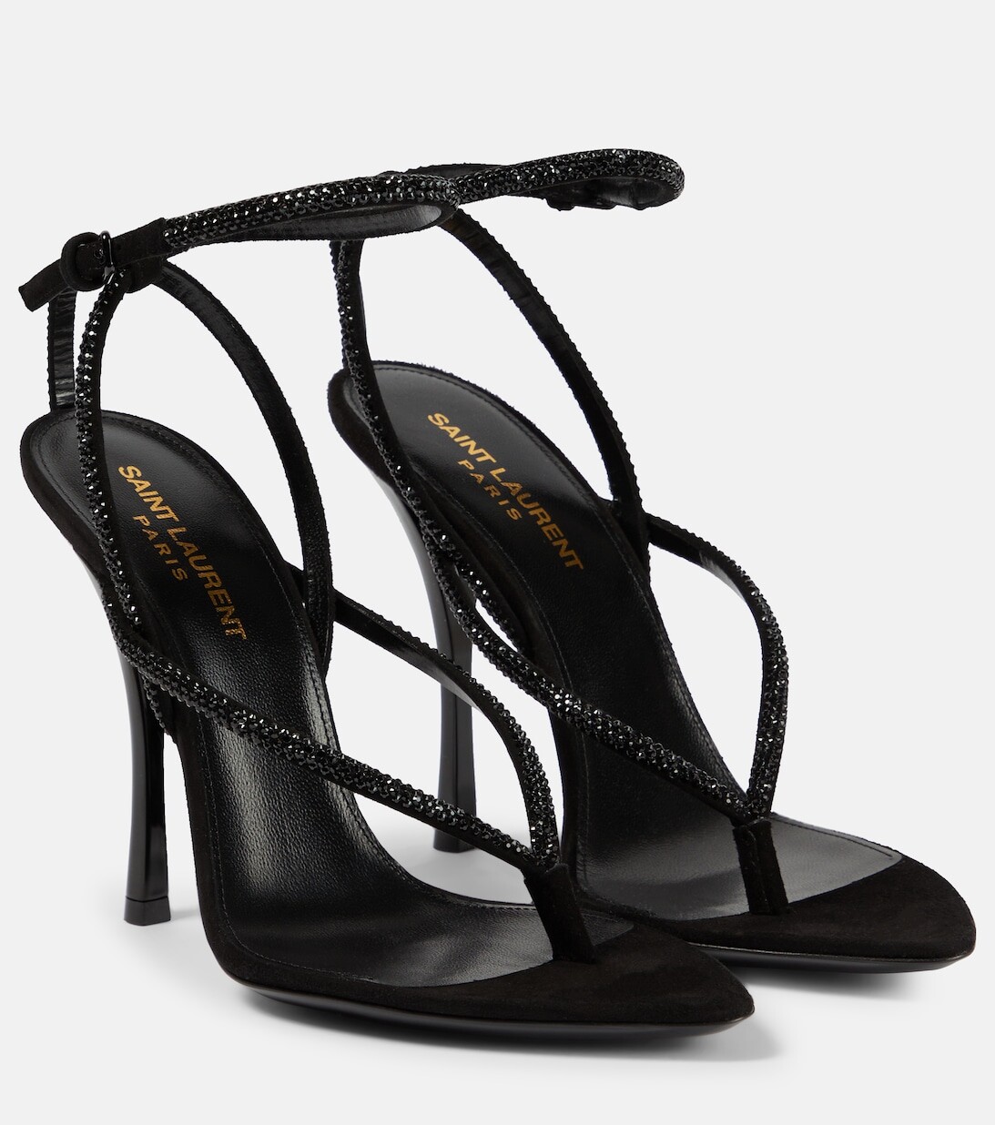 

Декорированные замшевые сандалии Nadja Saint Laurent, черный