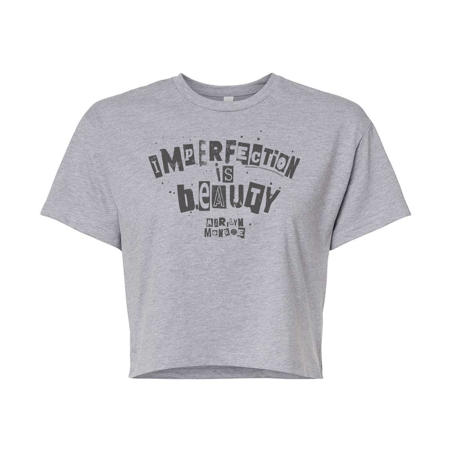 Укороченная футболка с рисунком Мэрилин Монро для юниоров «Несовершенство — это красота» Licensed Character, серый