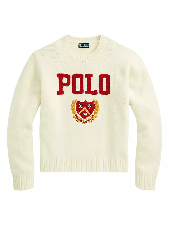 

Шерстяной свитер с логотипом и гербом Polo Ralph Lauren, цвет cream