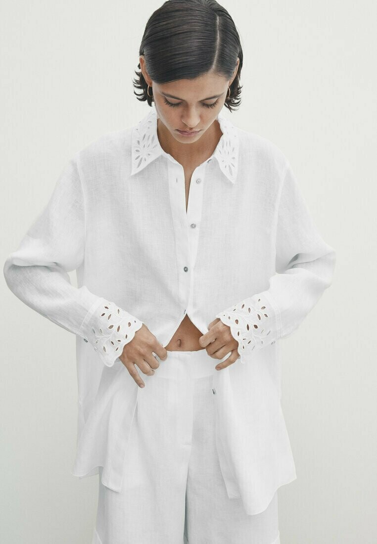 

Блузка на пуговицах Massimo Dutti, белый