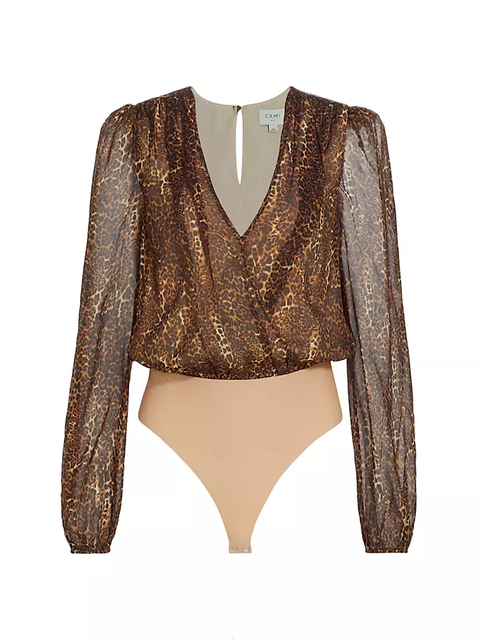 

Шелковое боди Isa с леопардовым принтом Cami Nyc, цвет animal print
