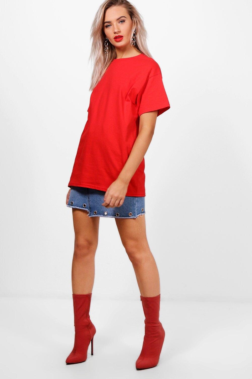 

Базовая футболка-бойфренд оверсайз boohoo, красный