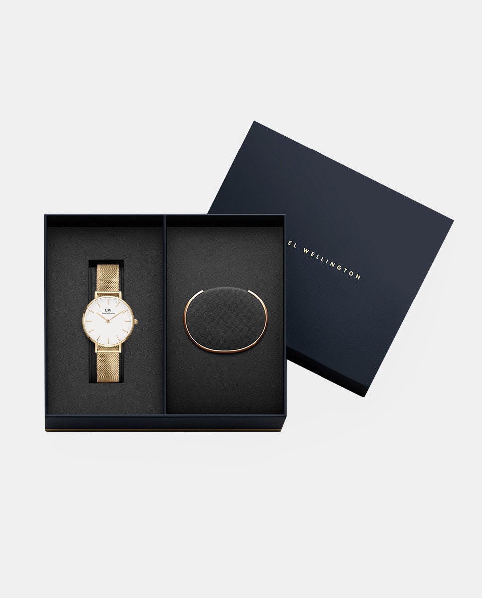 

Комплект стальных часов Petite Evergold White DW00590003 и классический браслет Daniel Wellington, золотой