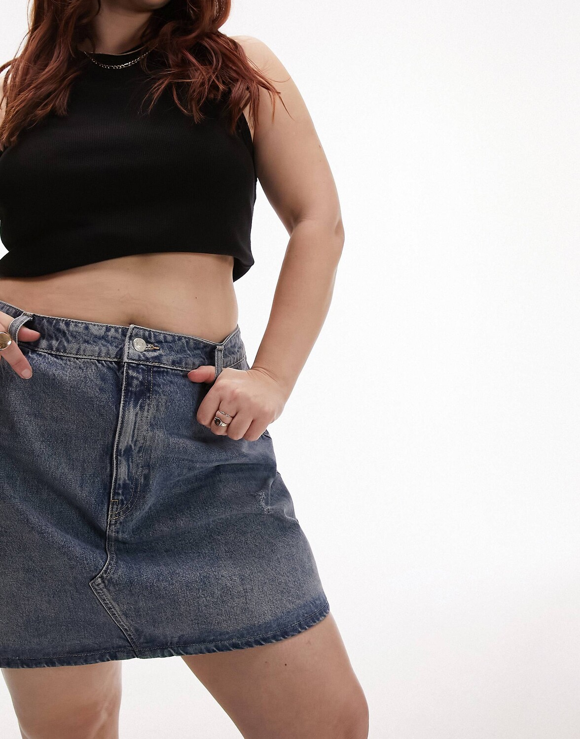 

Темно-синяя джинсовая юбка с завышенной талией Topshop Topshop Curve