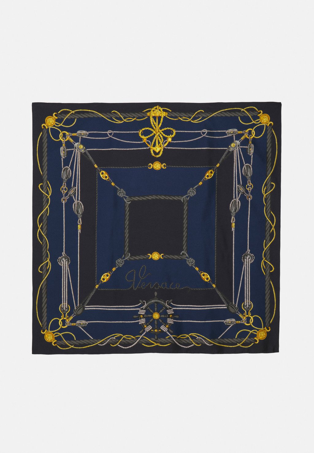 

Шарф Foulard Nautical Print Unisex Versace, цвет blue/gold